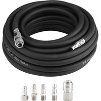 Manguera neumática flexible de goma de 15 m con kit de accesorios para compresor de 5 piezas.