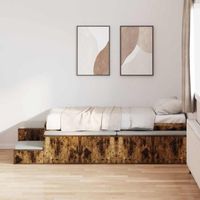 vidaXL Cadre de lit avec rangement Chêne fumé 90 cm Bois d'ingénierie