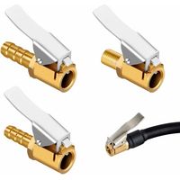 3-teiliges Set aus Messing-Aufblasdüse, Luftpumpenclip, Aufblasventilanschluss, Autoreifenventiladapter, für Auto- oder LKW-Reifen, 3 Modelle (M8 Gewinde, 6 mm, 8 mm)