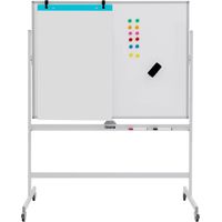 Costway – Tableau blanc magnétique double face 90 x 120 cm – Aluminium léger avec roulettes 360° – Hauteur réglable 160-180 cm – Accessoires inclus