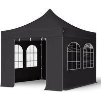 TOOLPORT 3x3m PES 750 Pop up gazebo party tent PREMIUM Steel 40 mm, incl. Sidewalls with Windows, black