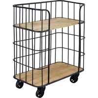 Mobile scaffale in legno e metallo a 2 ripiani con ruote Linea Industrial