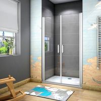 185 cm Box doccia per Nicchia Porta Battente 2 Ante Saloon Vetro Temperato 5 mm Trasparente Profilo Argento Opaco 75 cm