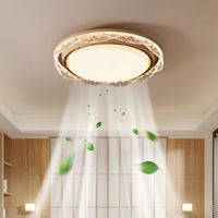 Ventilateur de plafond silencieux sans pales avec lumière LED 2 en 1 – Télécommande – Moteur DC 35W – Blanc Cristal, Ø 50 cm, 3000K-6500K(Bois naturel)