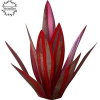Ensoleille – Sculpture d'agave en métal rouge 27 cm – Finition rouillée avec accents bleus – Résistante à la pluie et au gel – Décoration intérieure et extérieure