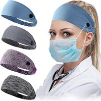 Bandeau pour femmes avec boutons pour masques et couvre-visages, bandeau élastique unisexe pour infirmières, médecins et protection des oreilles-4NS(RDGB)