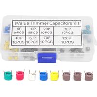 Condensateur de tondeuse, Kit de condensateur céramique à capacité Variable 80 pièces 6mm Kit de condensateur électronique 5/10/20/30/40/60/70/120 P.