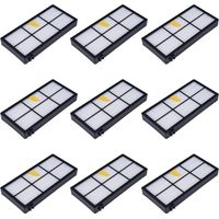 Pack of 9 filters compatible with Roomba 800 and 900. Replacement kit for 8 and 9 series filter. Replacement spare with nine GX4GaJ filters
