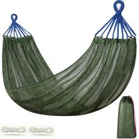 Hamac de camping en soie glacée 190 x 130 cm, balançoire de terrasse, respirant, peut supporter 250 kg, avec sac de rangement (vert militaire)