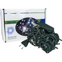 Luci Per Natale Catena 300 Led 24M Colore Bianco Freddo IP44 Lucciole Per Decorazione Natalizie Con Filo Verde