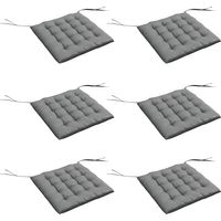 Juego de 6 Cojines para Sillas de Comedor 40x40 cm 6 Piezas Cojines para Sillas de Jardín Acolchados con Cintas Gris