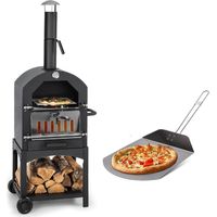 Holzkohlegrill mit Steinofen 44,5 x 65 x 158 cm