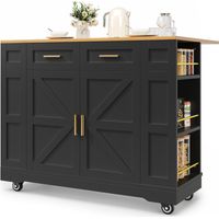 Îlot de cuisine moderne, meuble de cuisine, buffet, desserte de salle à manger avec finition bois, buffet, table de salle à manger multifonctionnelle avec rangements, desserte de salle à manger avec p