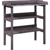 vidaXL Plant Table with Shelves Grey 78x38x82,5 cm Solid Wood Fir