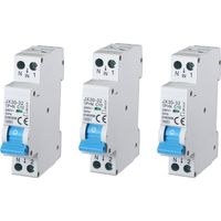 gloca 3er-Set automatischer magnetothermischer Schalter 1P+N 10A 220V 6KA 1 DIN C10 Modul