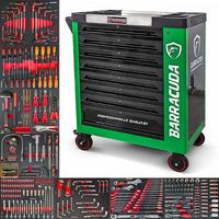 Servante d'atelier 8 tiroirs outillés – 336 outils – Armoire latérale et plan de travail solide – Mobilité facile avec roulettes – Vert