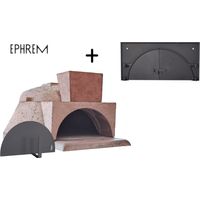 Four à pizza en béton de pouzzolane – Porte en fonte double battant – Capacité 3 pizzas Ø 30 cm – Dimensions 110x130 cm – Ephrem