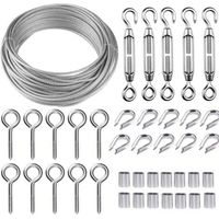 BUNTHAUS Edelstahl-Aufhängeseil-Set, 30 m/2 mm beschichtetes Edelstahlseil mit M5-Spannschlössern, 2 mm Drahtseil-Set für Kletterpflanzen, Wäscheleinen, Geländer, Leitplankenseil NPTERBL