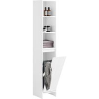 Sobuy – Colonne de salle de bain BZR158W – Armoire de rangement étroite 1 porte – Compartiments ouverts – Dimensions 30x30x170 cm – Bois MDF blanc