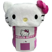 Manta polar con capucha 3D - HELLO KITTY - Rosa - 120 x 150 cm