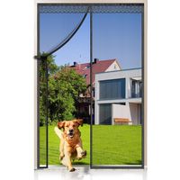 Magnet Fliegengitter Fiberglas 100x220cm, Automatisches Schließen, Insektenschutz, Türvorhang mit Magneten, Ohne Bohren, Schwarz
