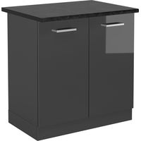 Meuble bas sous-évier R-Line, Anthracite Haute brillance, 80cm , PT Anthracite, Vicco