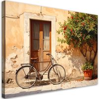 Bild auf Leinwand Italien Toskana Haus Straße und altes Fahrrad 60x40