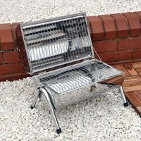 Portable Charcoal BBQ Grill Barrel Style Collapsible Camping BBQ, Stainless Steel Grill with Wooden Handle Travel BBQ