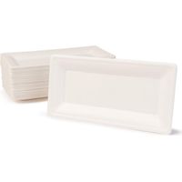 GREENBOX Piatti usa e getta di canna da zucchero compostabili I 50 pezzi piatti da festa rettangolari 26 x 13 cm bianco I piatti biodegradabili in canna da zucchero per antipasti antipasti bistecca
