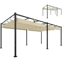 Pergola de jardin terrasse 570x295x221cm toit rétractable structure métallique ultra-stable UV50+ beige