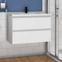 Waschtisch mit Unterschrank Badmbel Waschbecken Badezimmer 80cm Wei mit Waschbecken