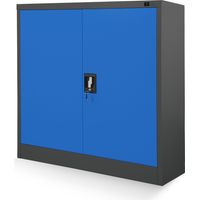 Jan Nowak C001B kleiner Aktenschrank abschließbar Büroschrank Metallschrank Wertfachschrank 92,5 cm x 90 cm x 40 cm Anthrazit - Blau