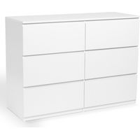 Idmarket – Commode enfant 6 tiroirs – Largeur 40 cm – Longueur 110 cm – Hauteur 80 cm – Panneaux de particules blanc