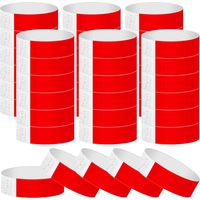 200 x Paper Wristbands, ID Bracelets, Waterproof Event Bracelets, Festival Design Self-Adhesive, Entrance Bracelet for Events/Festivals/Concerts (Red)