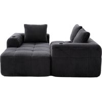 Kompakt-Sofa aus Cord – Weich, modular & alltagstauglich mit Seitentasche und Getränkehalter. Hochwertiger Komfort für langes Sitzen, inkl. 3Kissen. Ideal für Wohnzimmer, Arbeitszimmer & mehr.DarkGray