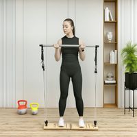 Barra Pilates con Bandas Elásticas Tabla Inclinada Ajustable y Resistencia Personalizable para Estiramientos 90x33x3 cm