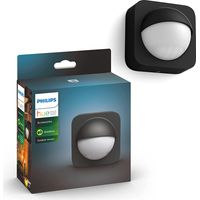 Philips Hue – Détecteur de mouvement sans fil noir – Installation murale – IP54 résistant aux éclaboussures – Portée ajustable – Compatible Google Home et Alexa