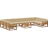 Outdoor-Sofagarnitur 11 stk. Natur und Beige vidaXL
