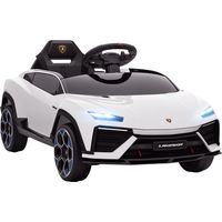 Macchina Elettrica per Bambini 101.5x49x43 cm Licenza Lamborghini 12V con Luci LED Clacson e Telecomando Bianca