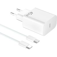 Chargeur USB C Rapide GaN 45W - Secteur Prise USB C Chargeur Rapide pour Smartphone 17/16/15 Pro MAX/S25/S24/S23 Comprimés Embout Adaptateur Type C Mural Fast Charger, 60W 1M Cable Type C