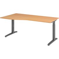 bümö Schreibtisch Serie-XB Freiform: 180 x 100 cm Buche Graphit
