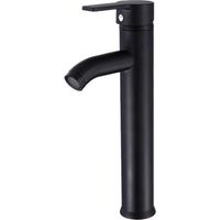 Schwarze Einhebel-Waschtischarmatur mit Wasserfallfunktion, quadratische Messing-Waschtischarmatur, hohe Aufsatz-Waschtischarmatur mit Warm- und Kaltwasseranschluss
