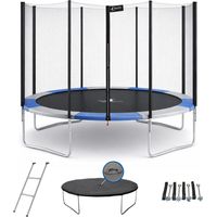 Trampoline rond 305 cm avec filet de sécurité – Charge maximale 150 kg – Ressorts coniques galvanisés – Échelle et bâche incluses – Kangui