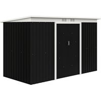 Outsunny Abri de jardin en acier galvanisé XXL 3,6 m² avec kit de fondation 280 x 130 x 172 cm, cabane de jardin cabanon rangement outils avec portes coulissantes verrouillables aérations, noir