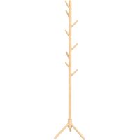 Porte-manteau en bois en forme d'arbre avec 8 crochets pour suspendre vêtements et sacs dans une entrée ou un couloir, 40 x 40 x 165 cm, naturel