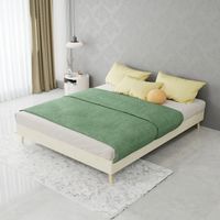 Letto in tessuto e metallo beige 140x200 cm, struttura bassa, senza testiera né materasso