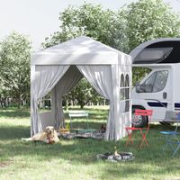 Abri de jardin 2x2m avec 4 murs latéraux en tissu Oxford, 2 portes, 2 fenêtres et sac de transport imperméable blanc