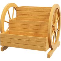 Plate-bande surélevée 3 niveaux roue chariot bois naturel 62x61x57 cm