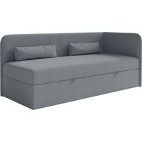Selsey Calmmo – Jugendbett 90x200 mit Bettkasten, Chenille-Bezug, Kopfteil rechts, Dunkelgrau