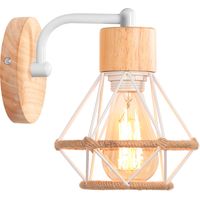 Retro Wall Light Vintage Iron And Wood Wall Lamp Retro Cage White Indoor Wall Lamp For Living Room Bedroom Kitchen